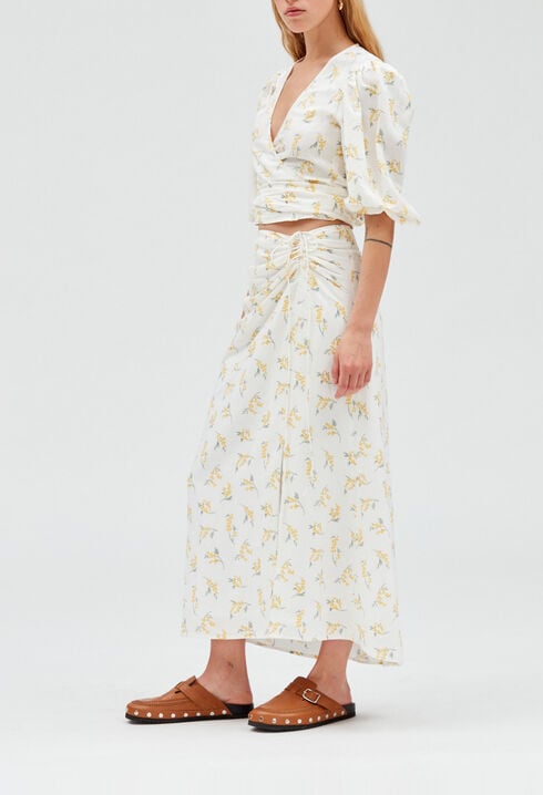 Falda midi con abertura mimosa