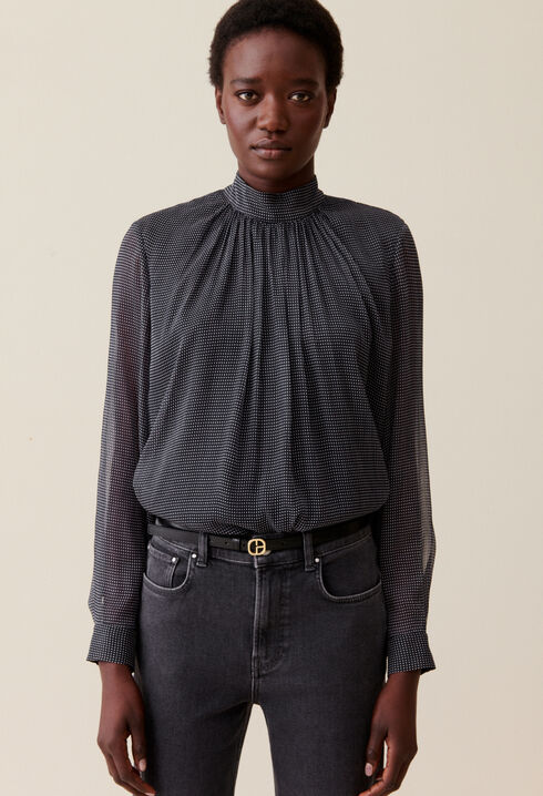 Blusa lazada cuadros fluida