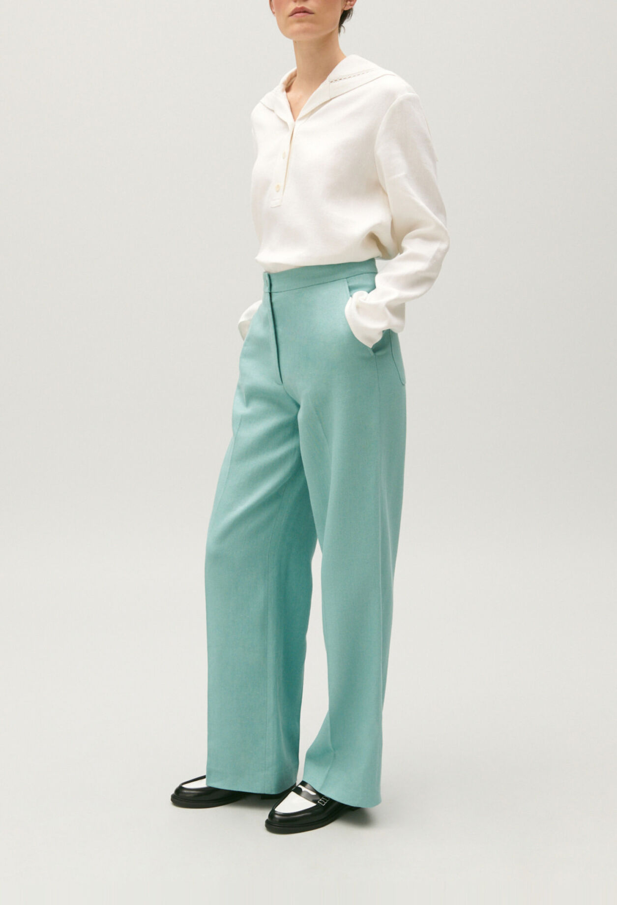 Pantalón de traje de mezcla de lino
