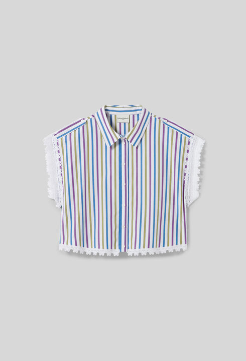 Camisa a rayas con encaje