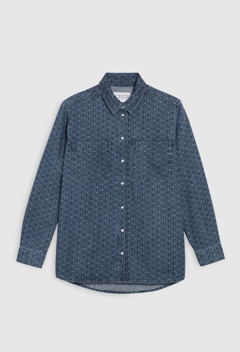 Camisa vaquera con monograma azul