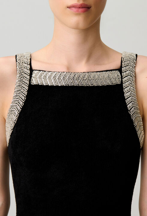 Vestido evas&eacute; terciopelo perlas