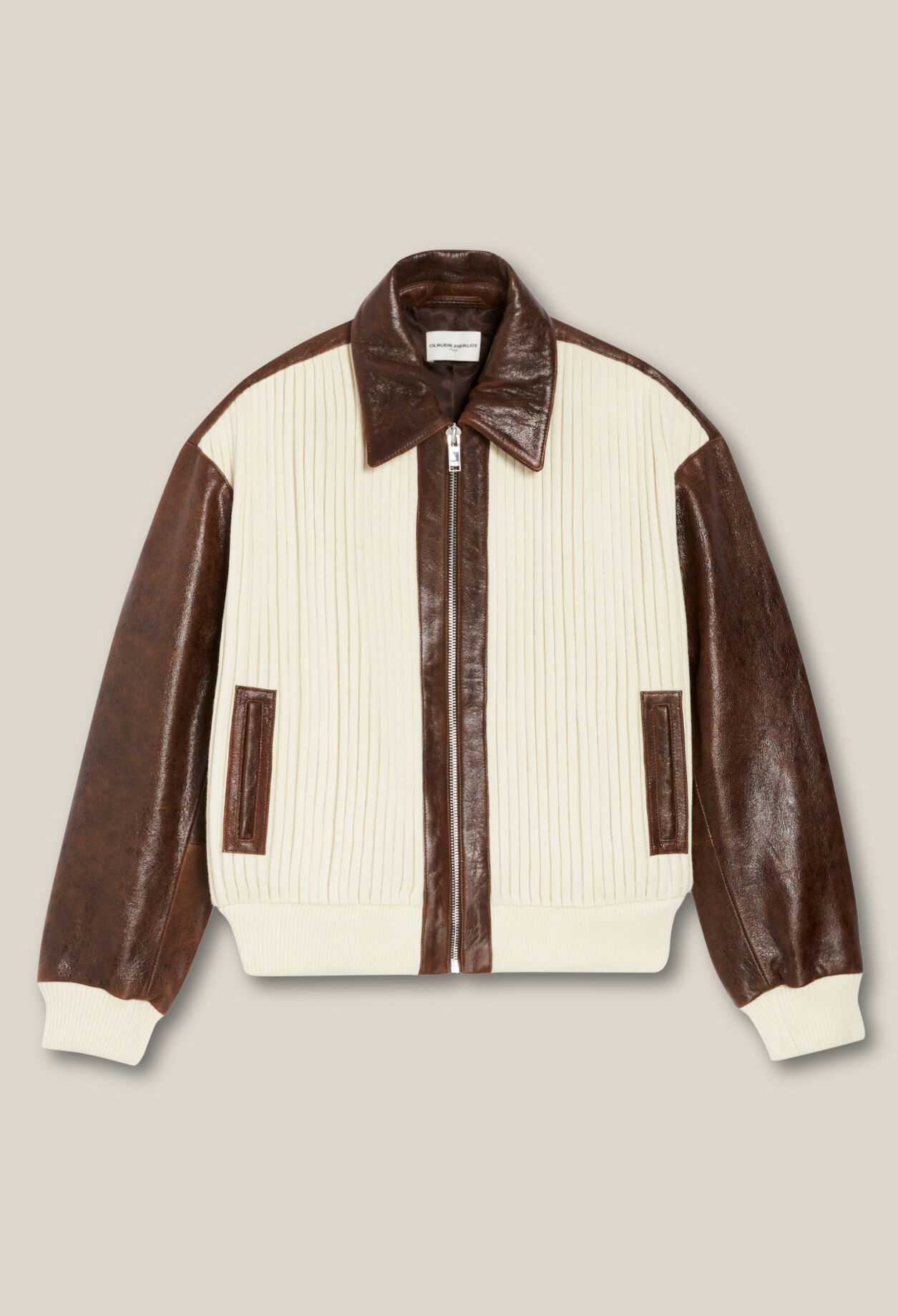 Bomber marrón de dos materiales