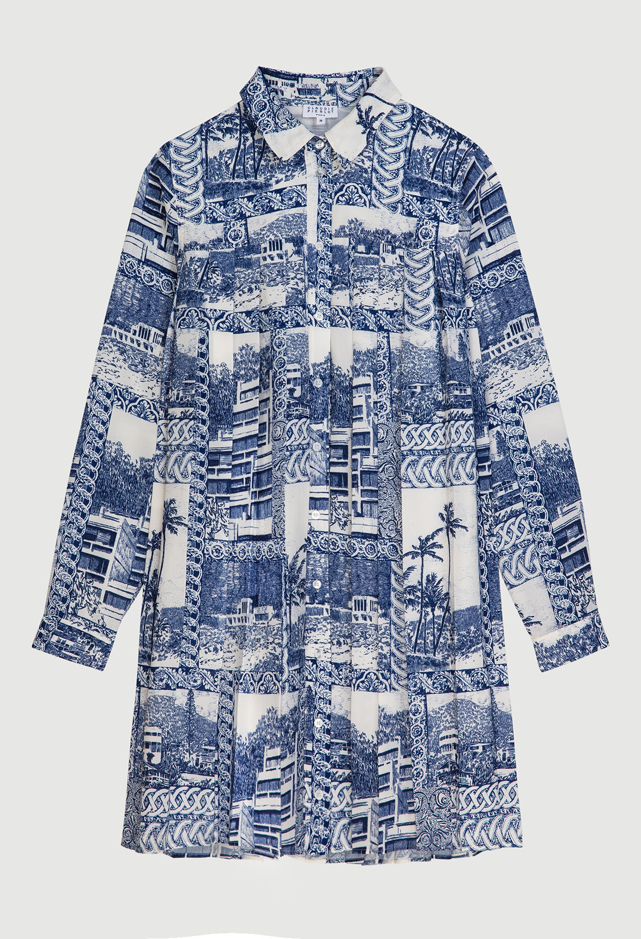 Vestido camisero con motivos