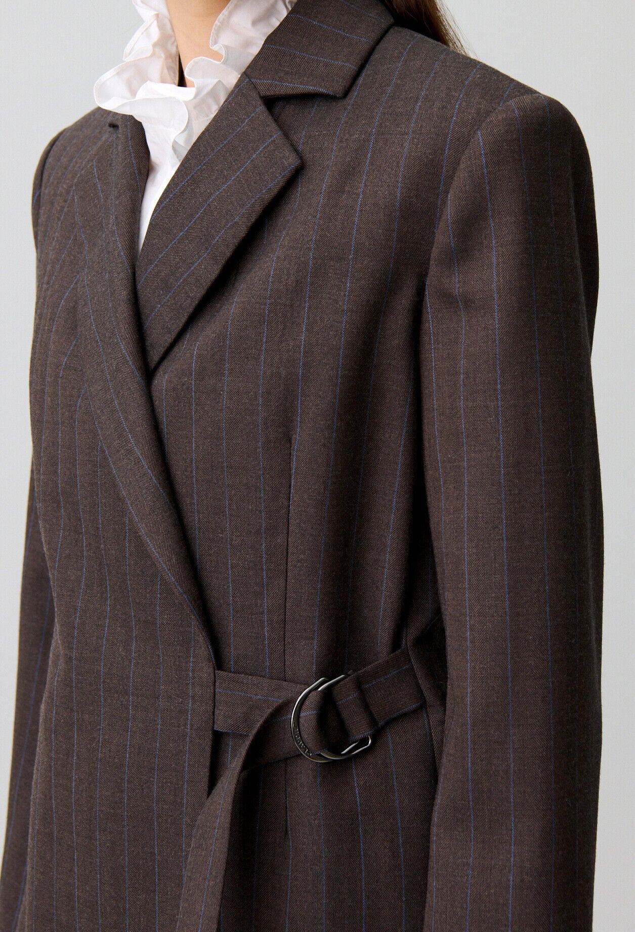 Chaqueta recta rayas doble hebilla