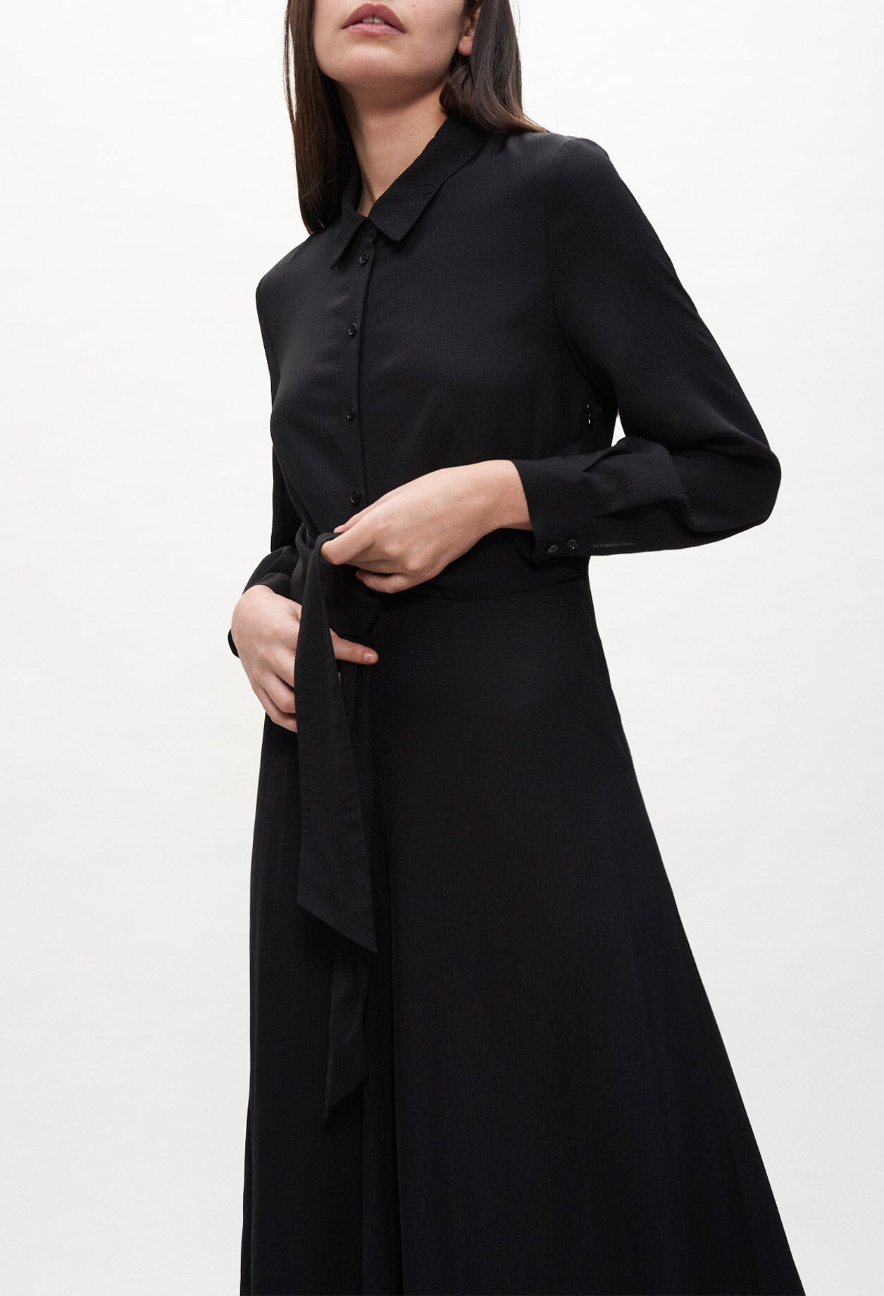 Vestido de camisa larga con cinturón