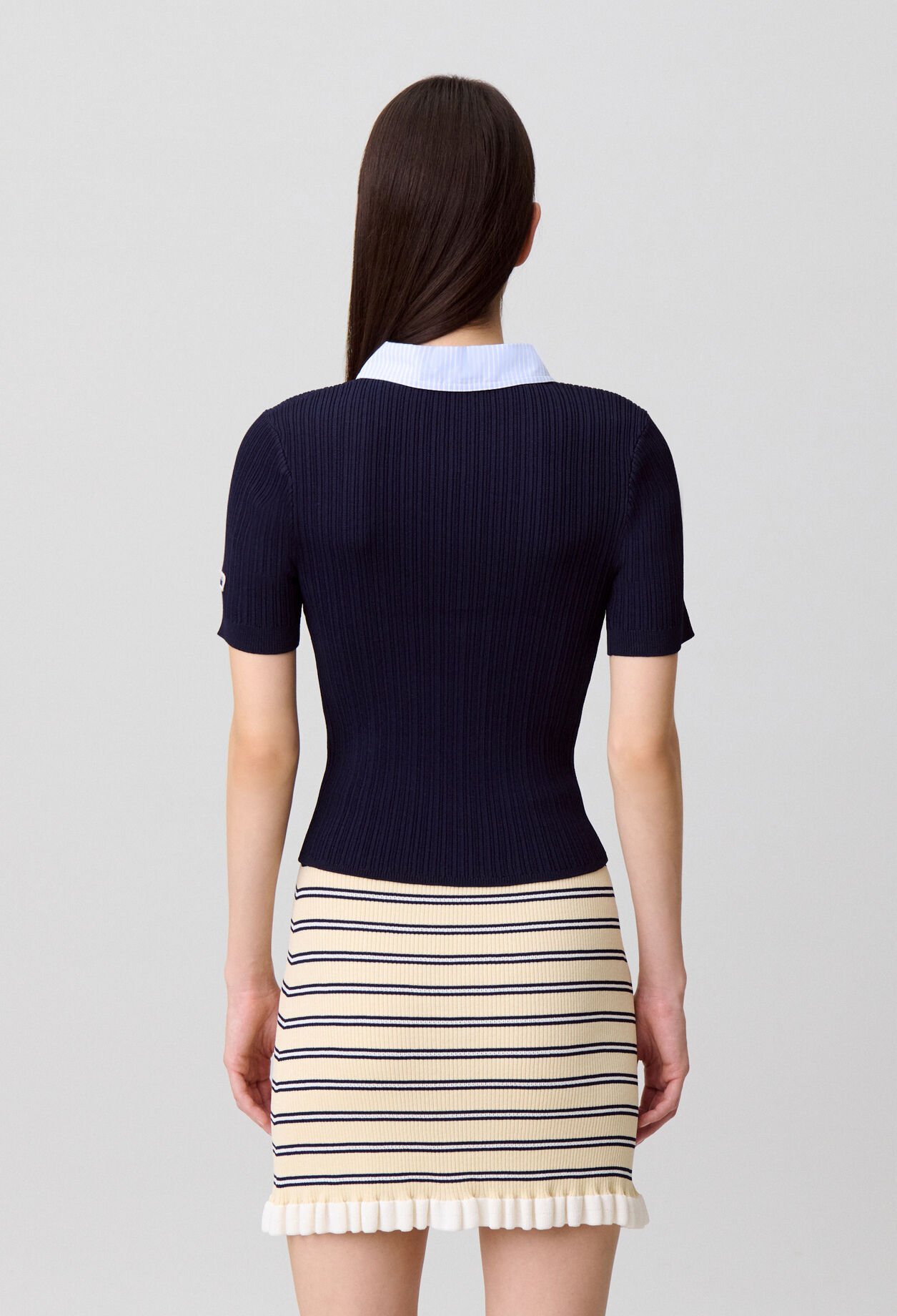 C&aacute;rdigan bimateria de rayas