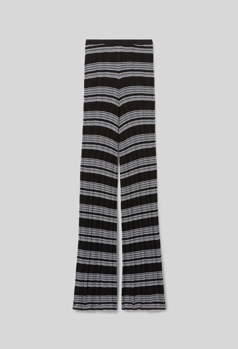 Pantalon maille &agrave; rayures