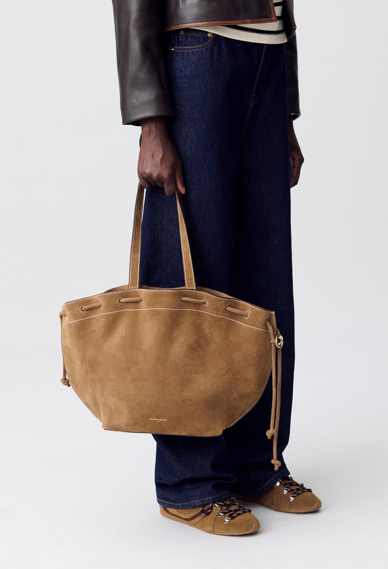 Bolso tote de cuero de ante