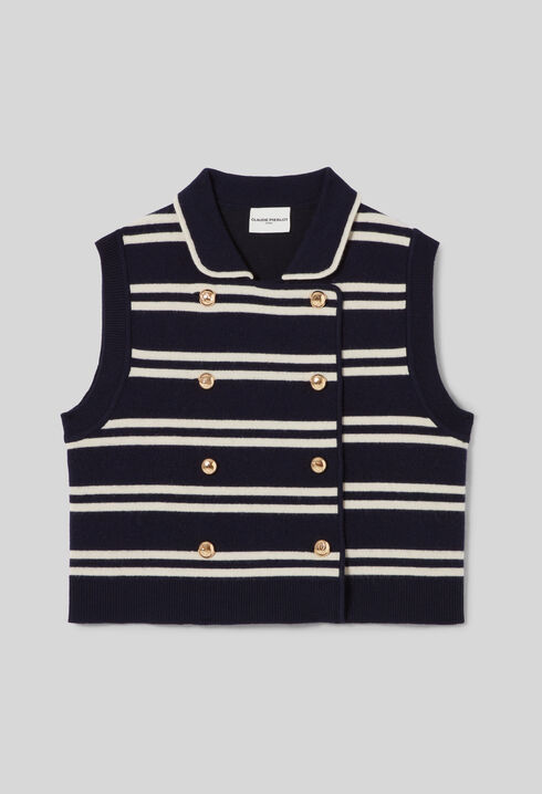 Cardigan de rayas sin mangas