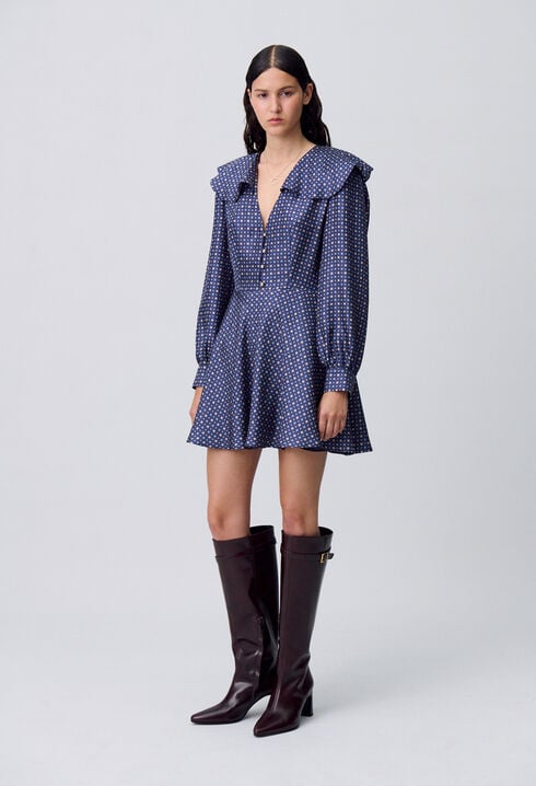 Vestido corto de seda estampada