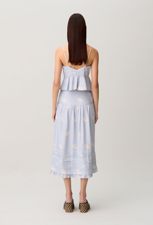 Falda midi de flores