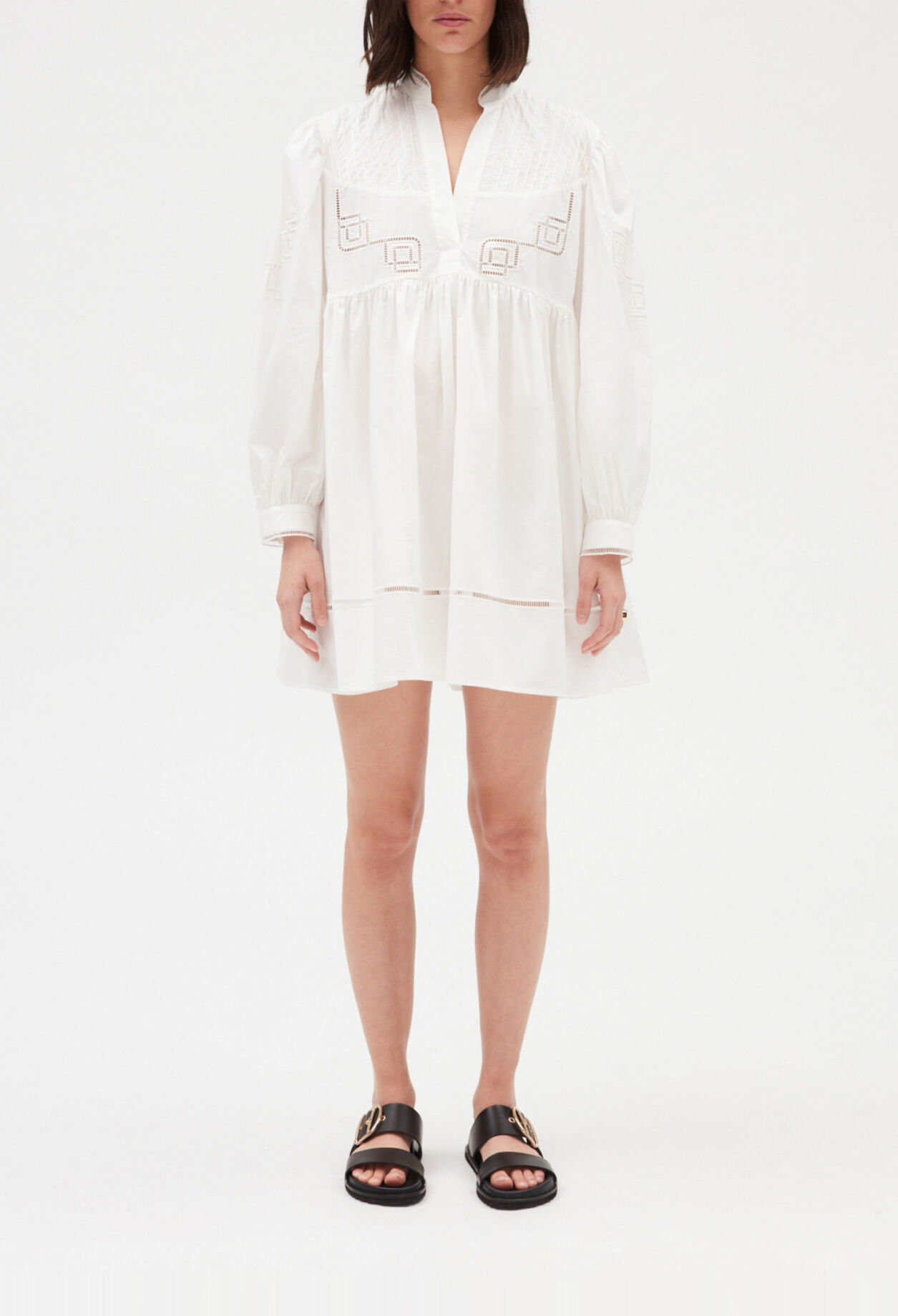 Vestido corto algodón bordado blanco
