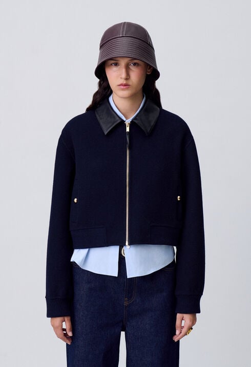 Chaqueta de lana con cuello