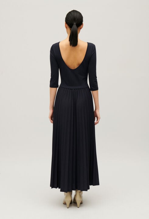 Vestido largo Twist plisado bicolor