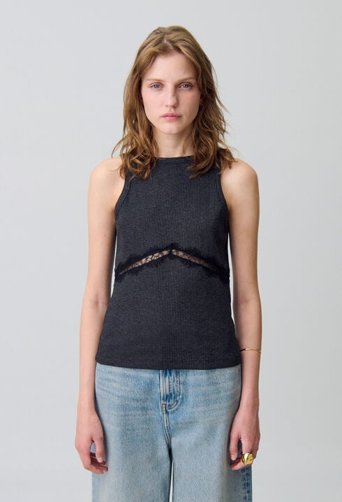 Camiseta sin mangas con encaje