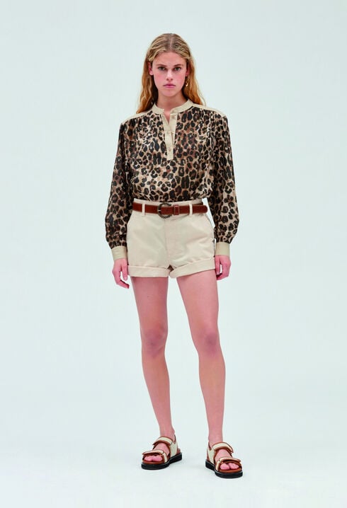 Pantalón corto de algodón beige