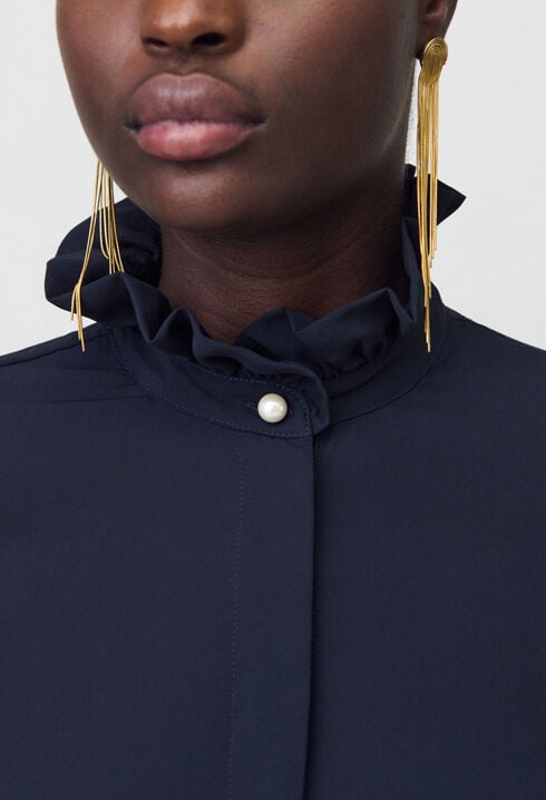 Camisa fluida cuello victoriano