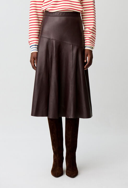 Falda midi de cuero