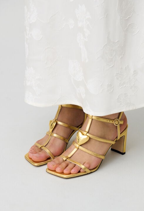Sandalias de tacón de cuero