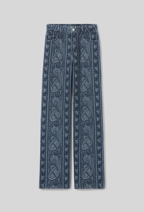 Vaquero recto denim estampado