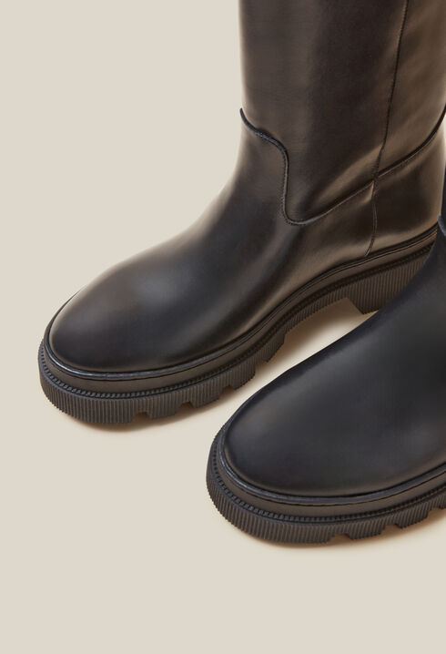 Botas altas de cuero liso