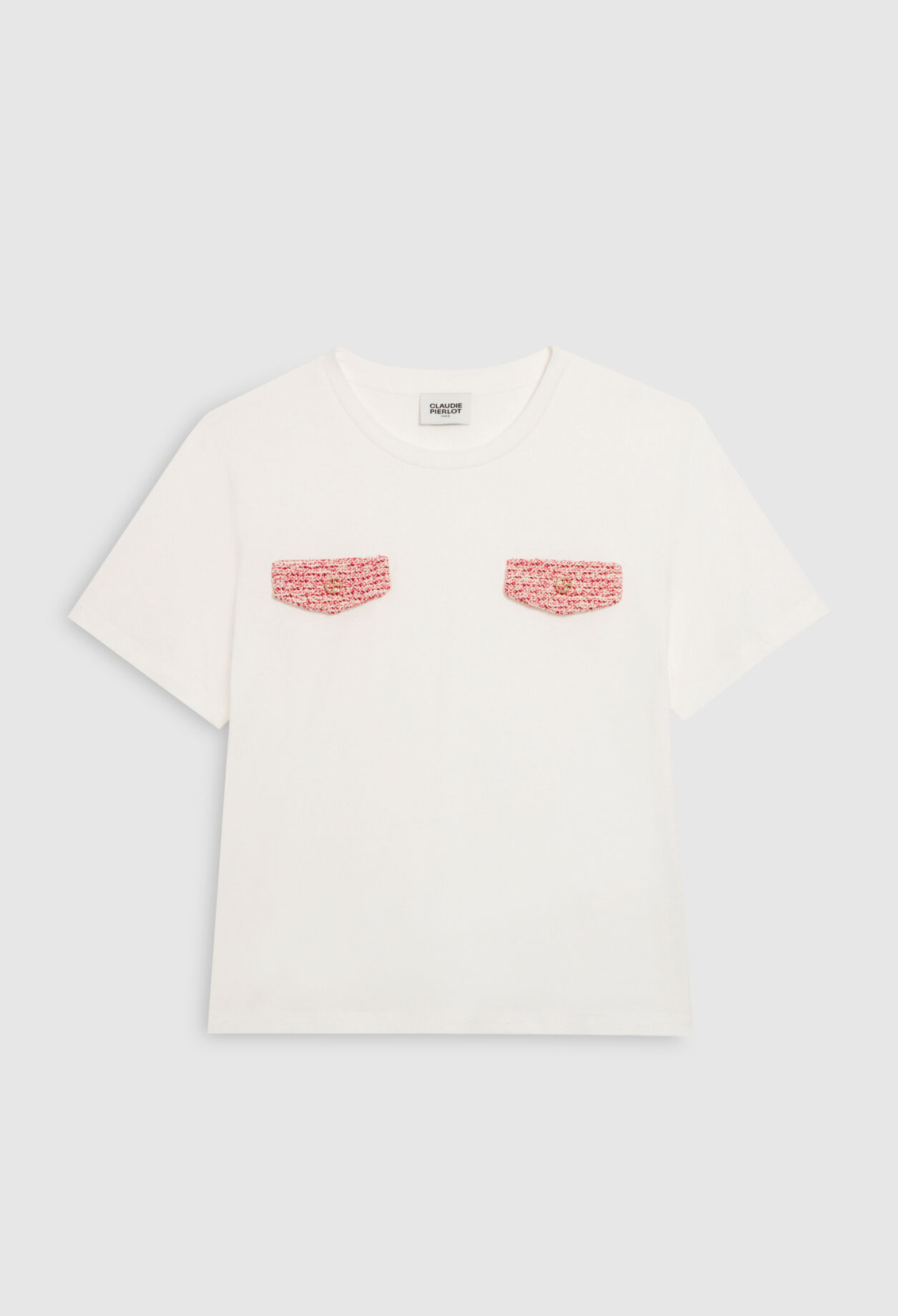 Camiseta crudo con bolsillos de tweed