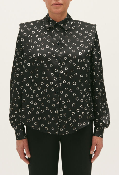 Camisa fluida estampada de corazones
