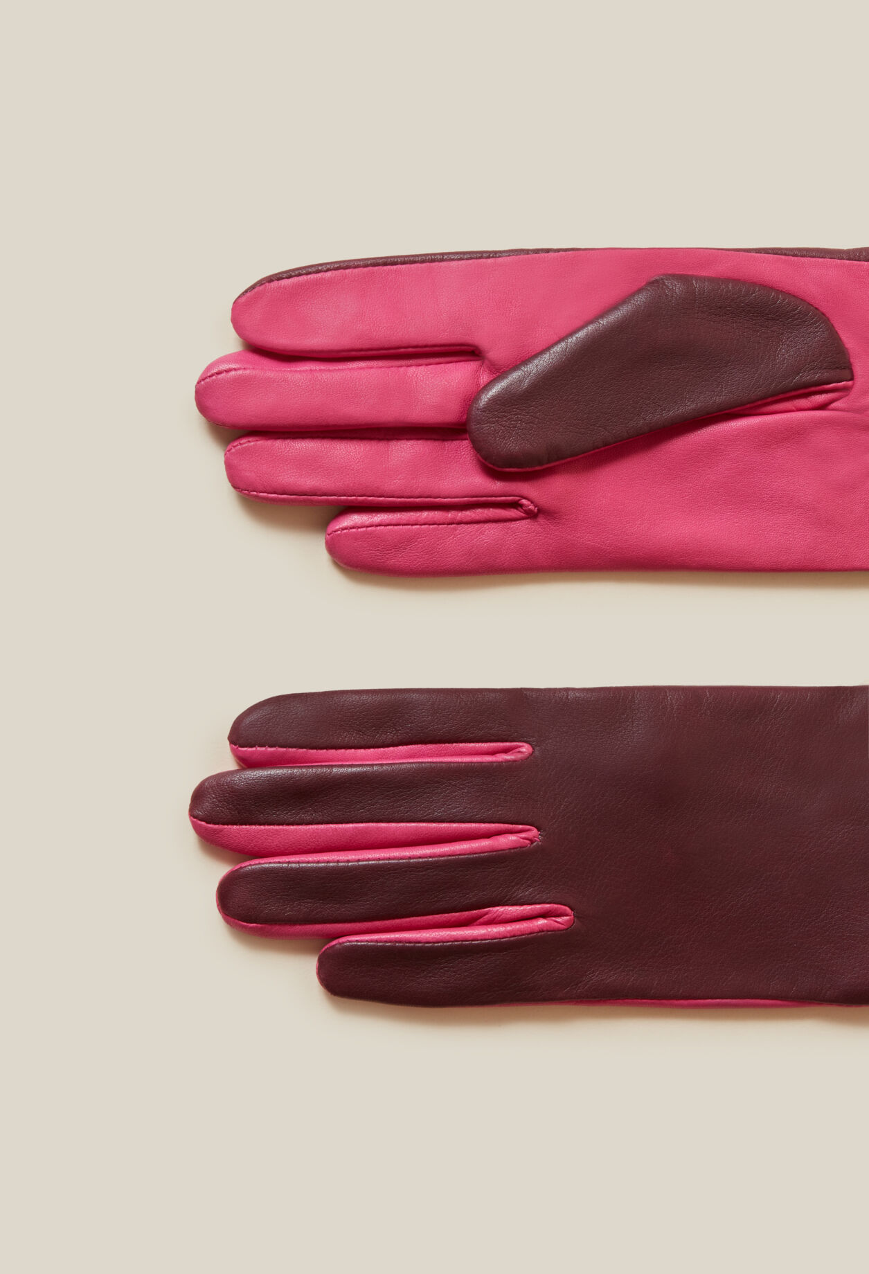 Guantes bicolor de cuero