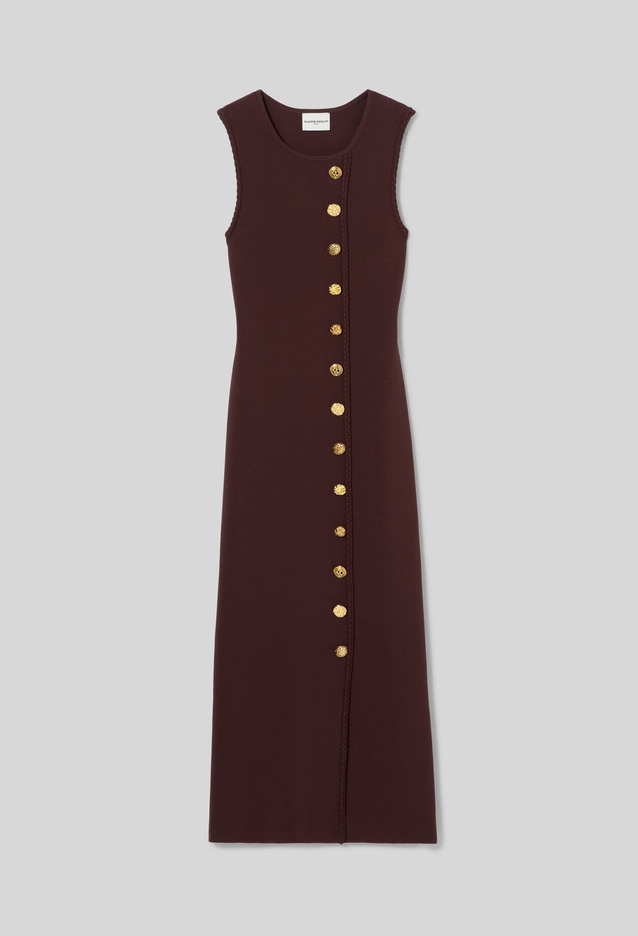 Vestido midi punto botones dorados