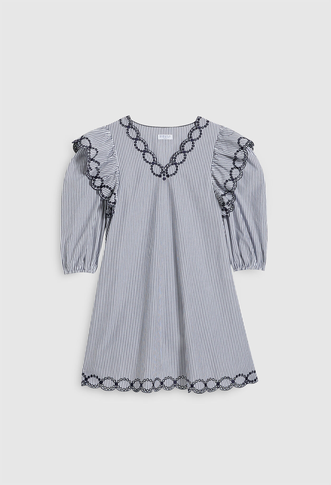 Vestido trapecio bordado de algodón bio