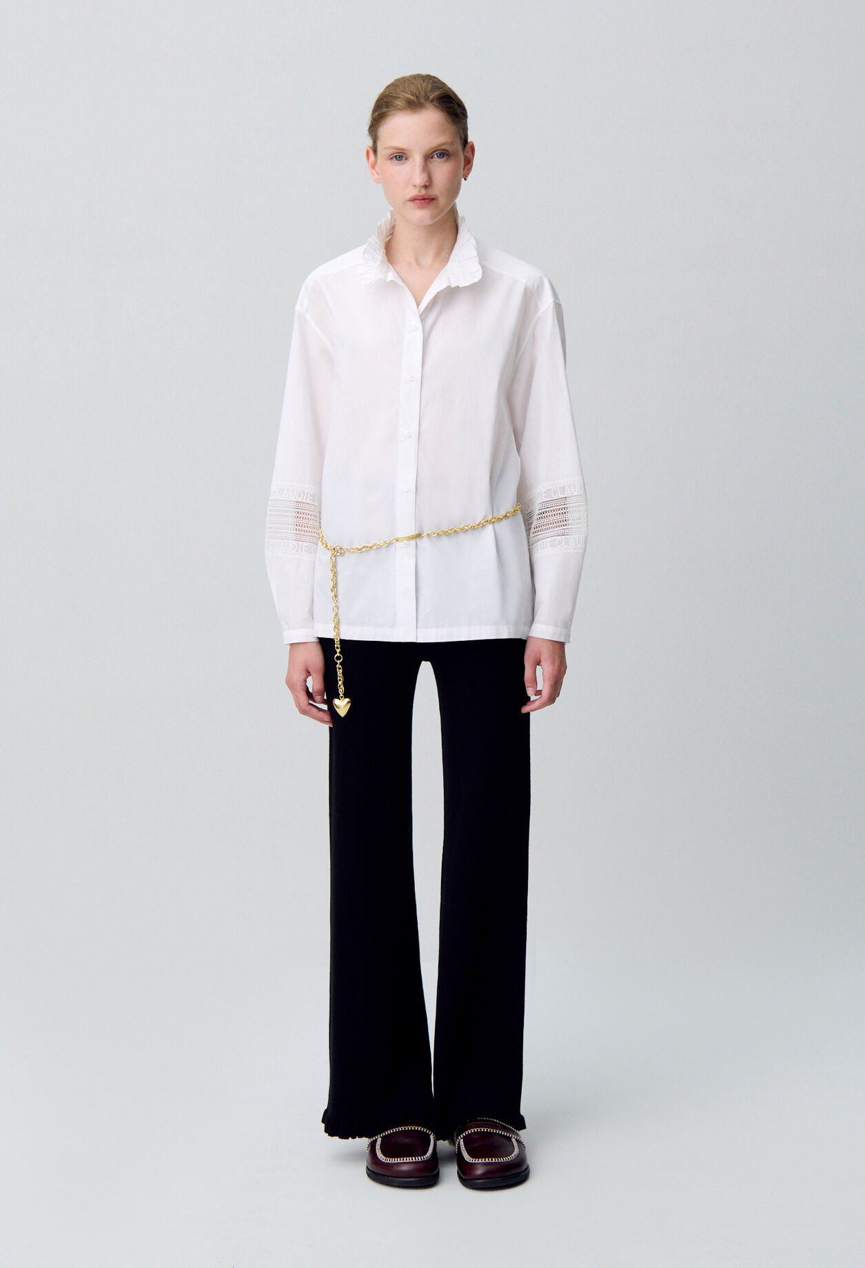 Camisa algodón cuello volante