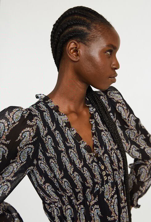 Vestido corto con estampado de cachemir