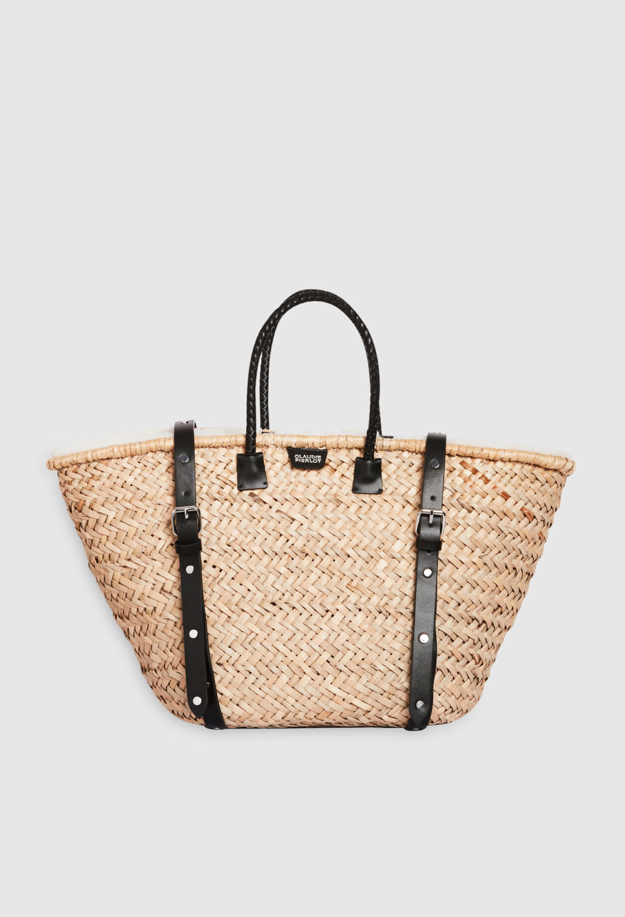 Cesto de paja y shearling