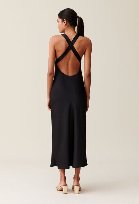 Vestido largo de raso