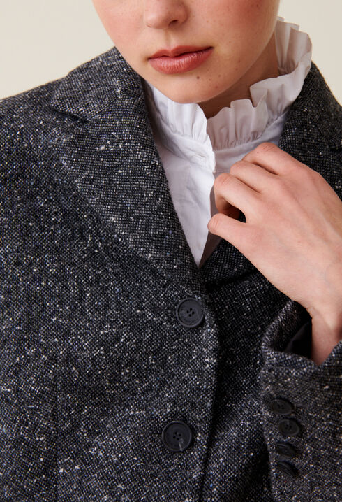 Chaqueta tweed gris lana mixta
