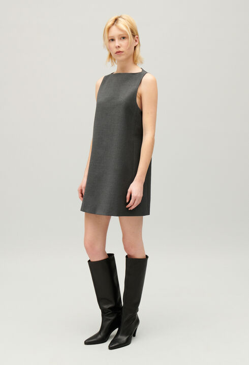Vestido corto gris chiné