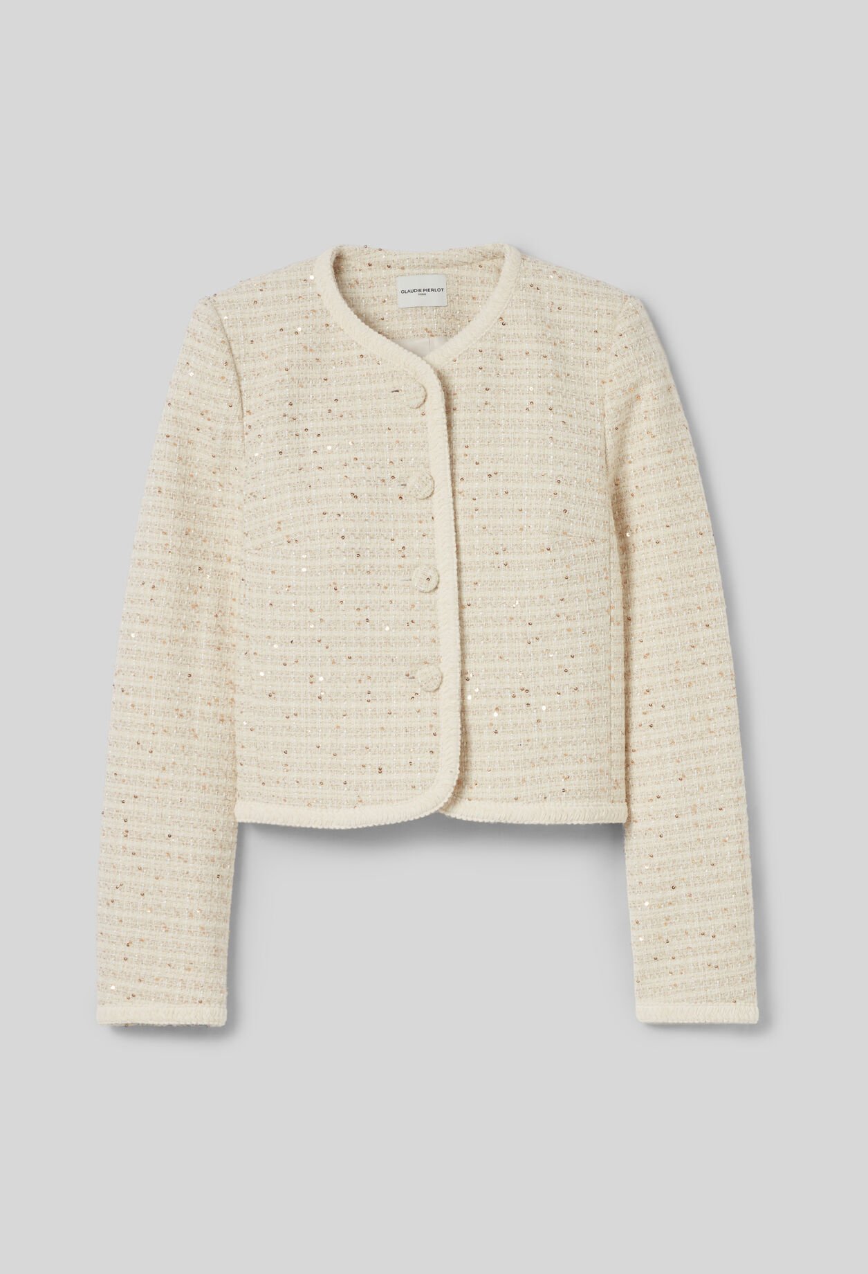 Chaqueta corta de tweed con botones