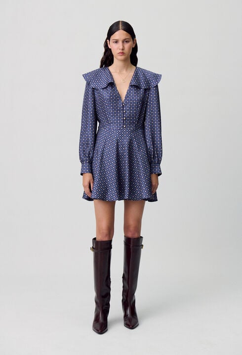 Vestido corto de seda estampada