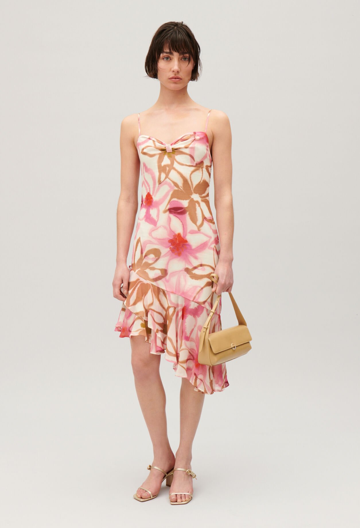 Vestido midi estampado de seda