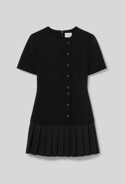 Vestido corto bajo plisado peplum