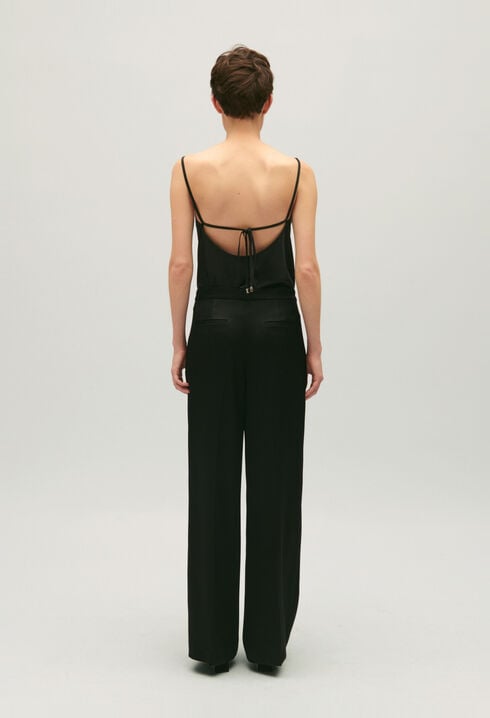Pantalón de traje satinado negro