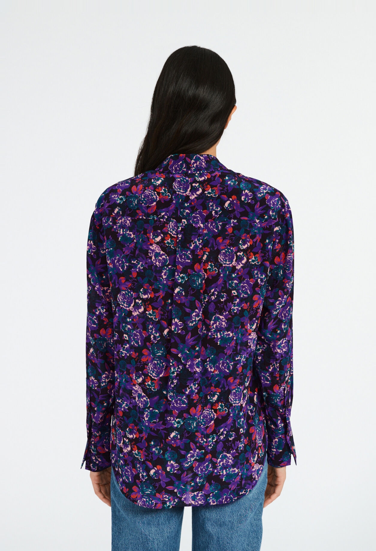 Camisa de seda con estampado de flores