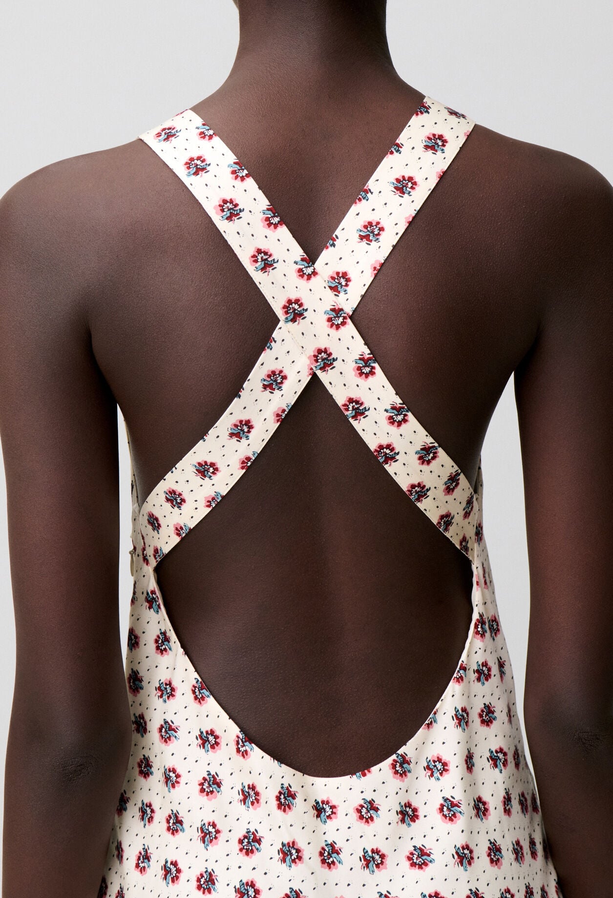 Vestido largo satinado estampado