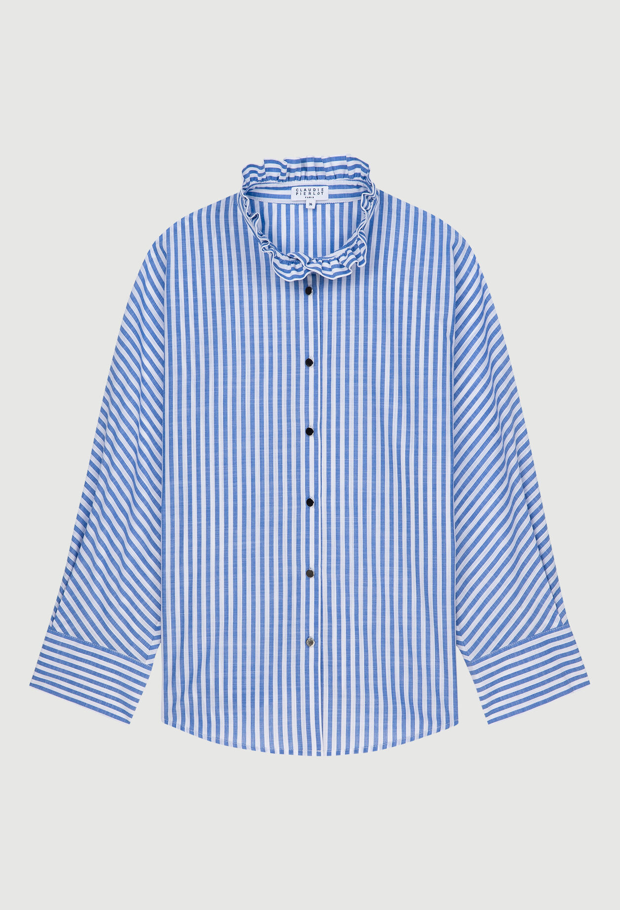 Camisa de rayas con cuello fruncido