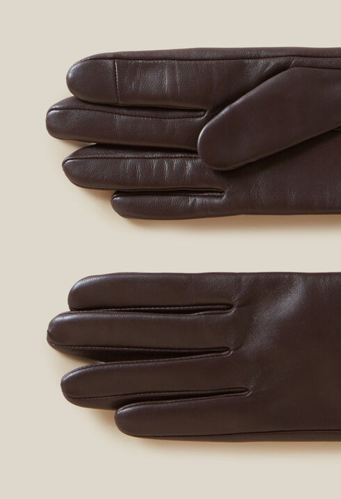 Guantes de cuero marrón CP dorado