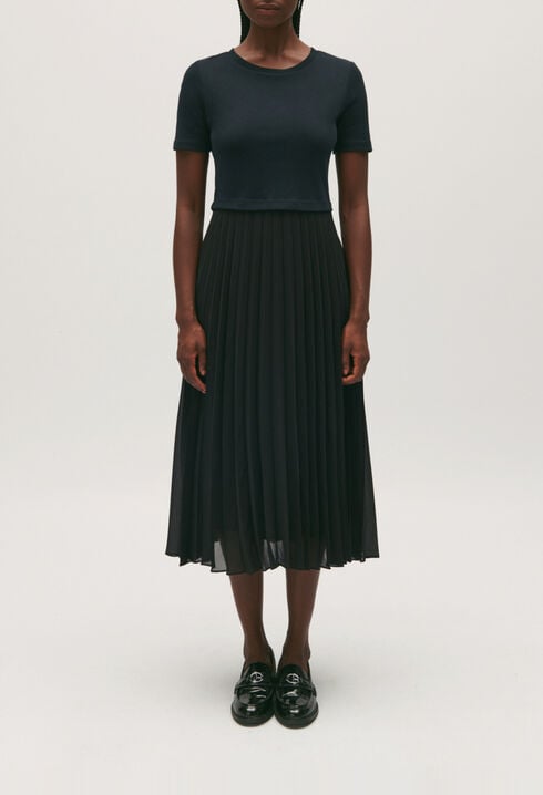 Vestido Teli largo de dos materiales