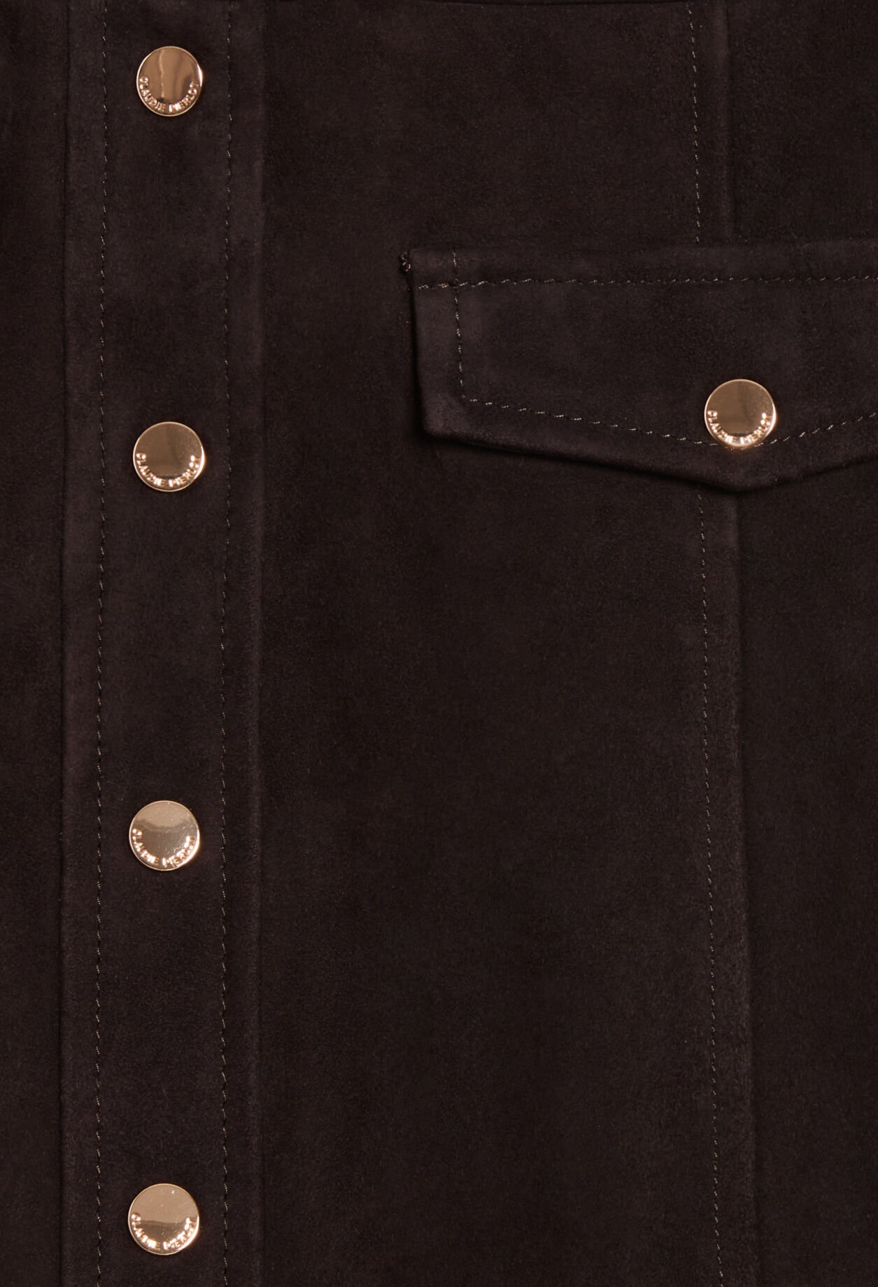 Falda corta de piel color chocolate