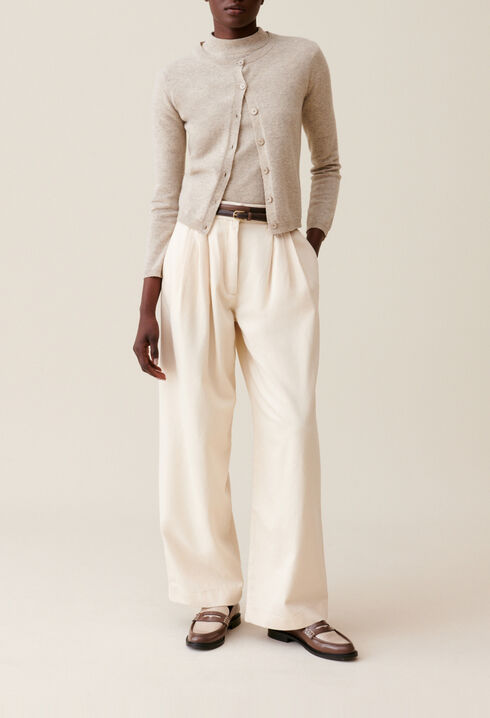 Pantal&oacute;n denim ancho plisado