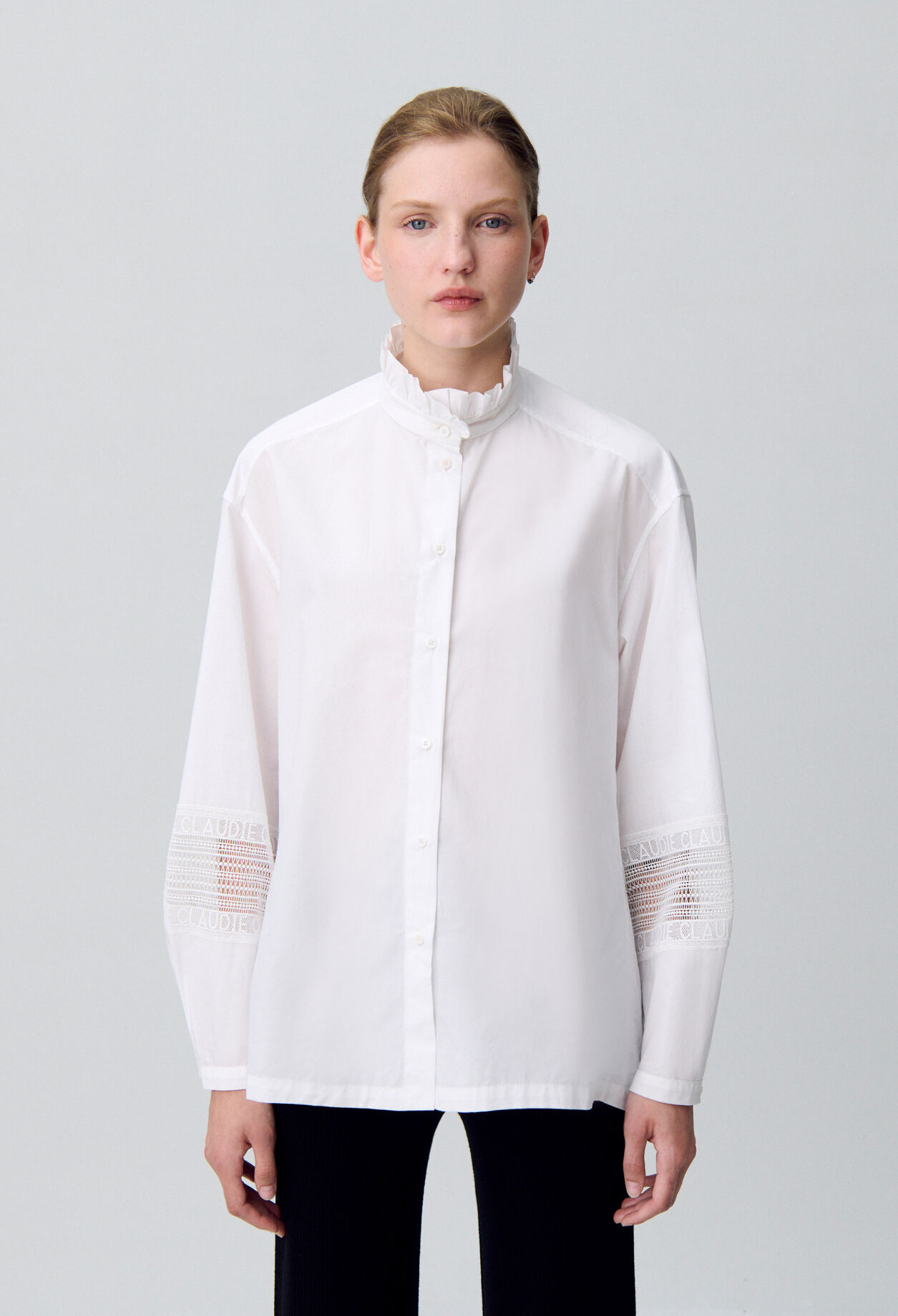 Camisa algodón cuello volante
